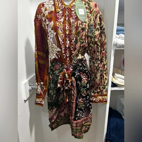 Farm Rio Mixed Winter Garden Lenzing™ Ecovero™ Viscose Mini Dress XL - Picture 7 of 12